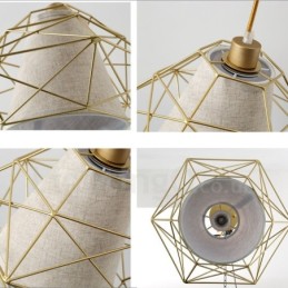 1 Light Retro Vintage Black Iron Pendant Light with Fabric Shades