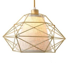 1 Light Retro Vintage Black Iron Pendant Light with Fabric Shades