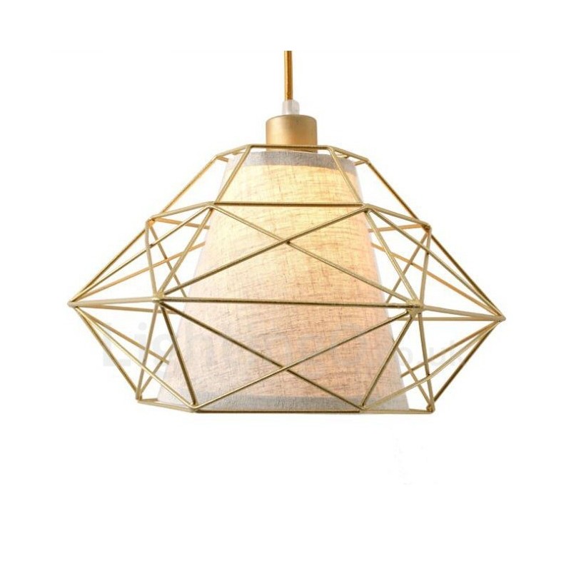 1 Light Retro Vintage Black Iron Pendant Light with Fabric Shades