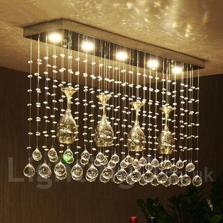 5 Lights Modern Crystal Ceiling Pendant Light Indoor Chandelier Lighting Lamps Fixture