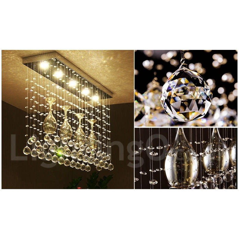 5 Lights Modern Crystal Ceiling Pendant Light Indoor Chandelier Lighting Lamps Fixture