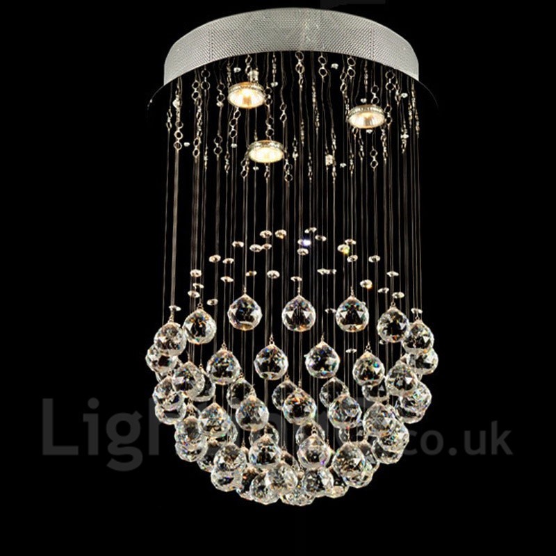 3 Light Modern Crystal Ceiling Pendant Light Indoor Chandelier Lighting Lamps Fixtures