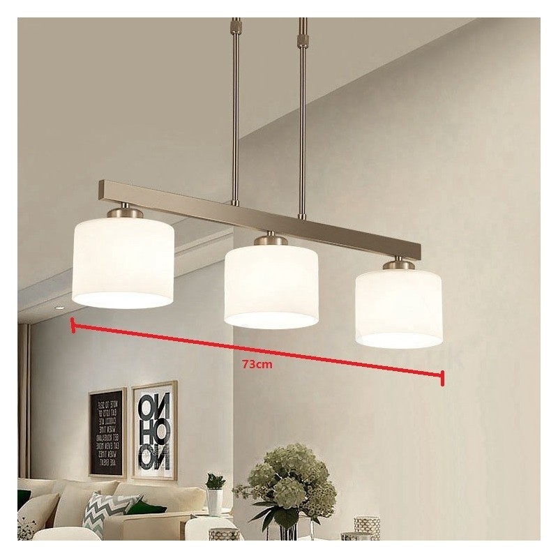 3 Lights Modern Chrome Pendant Light Indoor Chandelier Home Hanging Lighting Lamps Fixtures with Glass Shades