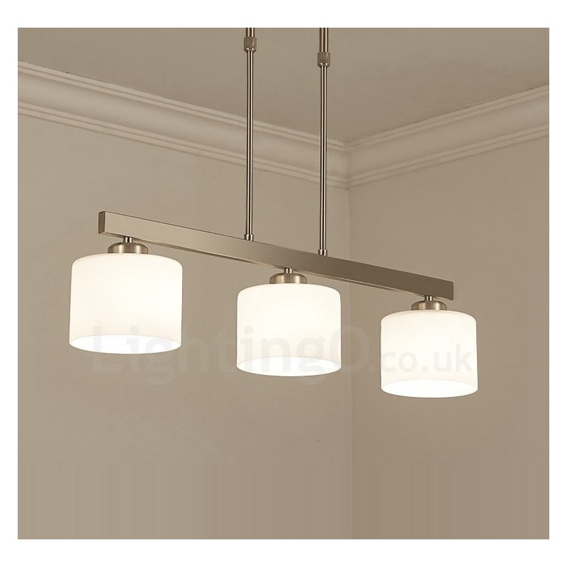 3 Lights Modern Chrome Pendant Light Indoor Chandelier Home Hanging Lighting Lamps Fixtures with Glass Shades