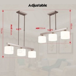 3 Lights Modern Chrome Pendant Light Indoor Chandelier Home Hanging Lighting Lamps Fixtures with Glass Shades
