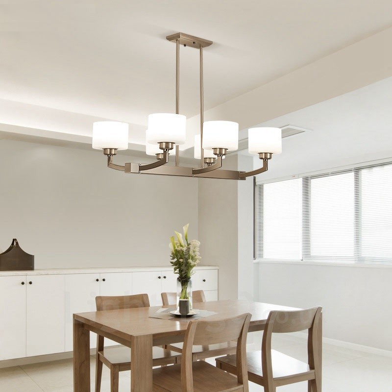 6 Lights Modern Chrome Pendant Light Indoor Chandelier Home Hanging Lighting Lamps Fixtures with Glass Shades