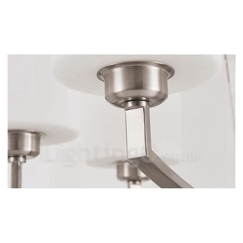 6 Lights Modern Chrome Pendant Light Indoor Chandelier Home Hanging Lighting Lamps Fixtures with Glass Shades