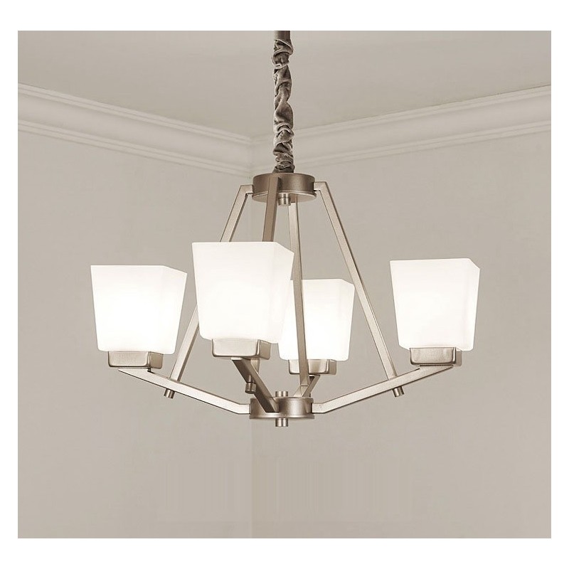 4 Lights Chrome Pendant Light Indoor Modern Chandelier Home Hanging Lighting Lamps Fixtures with Glass Shades