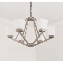 6 Lights Chrome Pendant Light Indoor Modern Chandelier Home Hanging Lighting Lamps Fixtures with Glass Shades