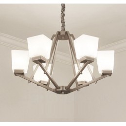 6 Lights Chrome Pendant Light Indoor Modern Chandelier Home Hanging Lighting Lamps Fixtures with Glass Shades