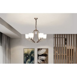 6 Lights Chrome Pendant Light Indoor Modern Chandelier Home Hanging Lighting Lamps Fixtures with Glass Shades