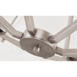 6 Lights Chrome Pendant Light Indoor Modern Chandelier Home Hanging Lighting Lamps Fixtures with Glass Shades