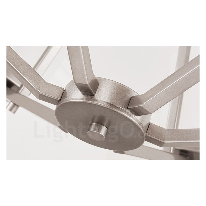 6 Lights Chrome Pendant Light Indoor Modern Chandelier Home Hanging Lighting Lamps Fixtures with Glass Shades