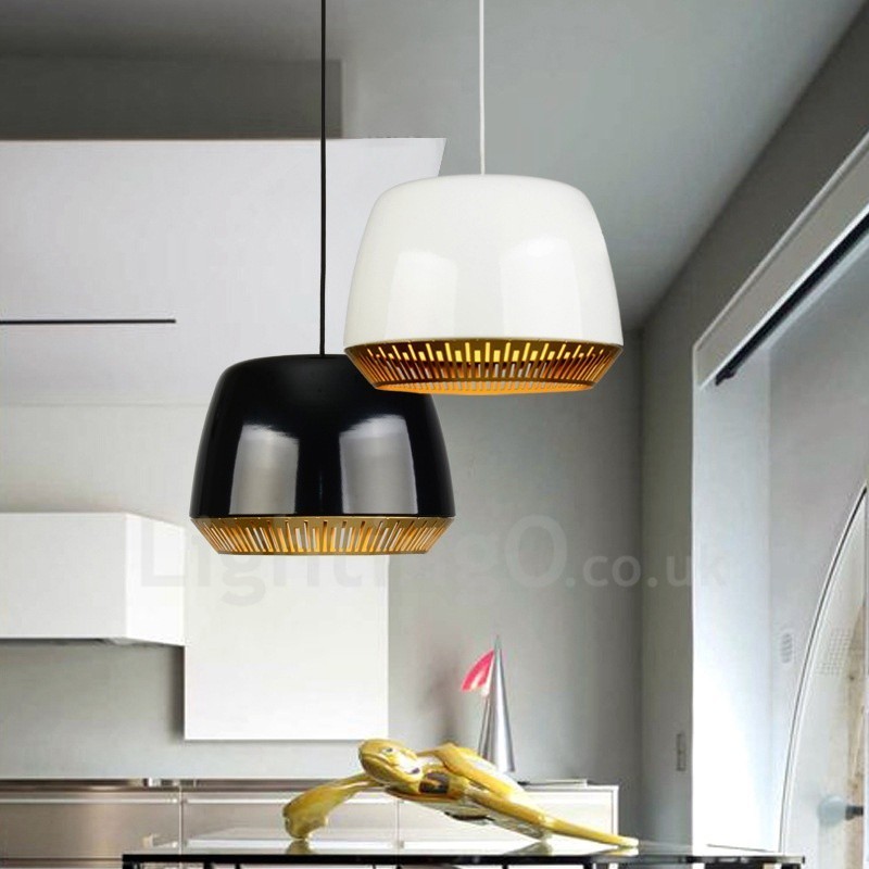 1 Light Modern Contemporary Pendant Light with Black White Red Blue Shade