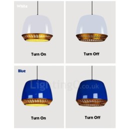 1 Light Modern Contemporary Pendant Light with Black White Red Blue Shade