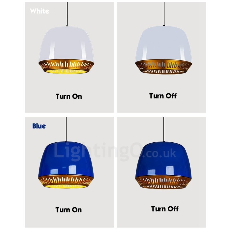 1 Light Modern Contemporary Pendant Light with Black White Red Blue Shade