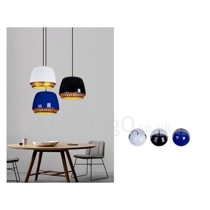 1 Light Modern Contemporary Pendant Light with Black White Red Blue Shade