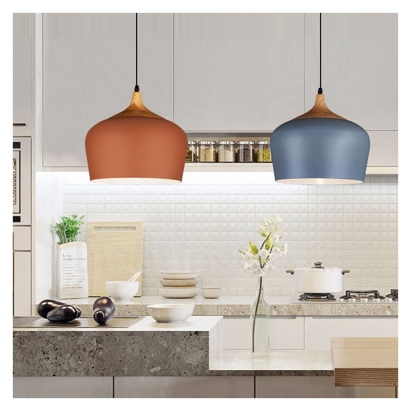 1 Light Modern Contemporary Pendant Light Pendant Lamp with White Red Blue Shade