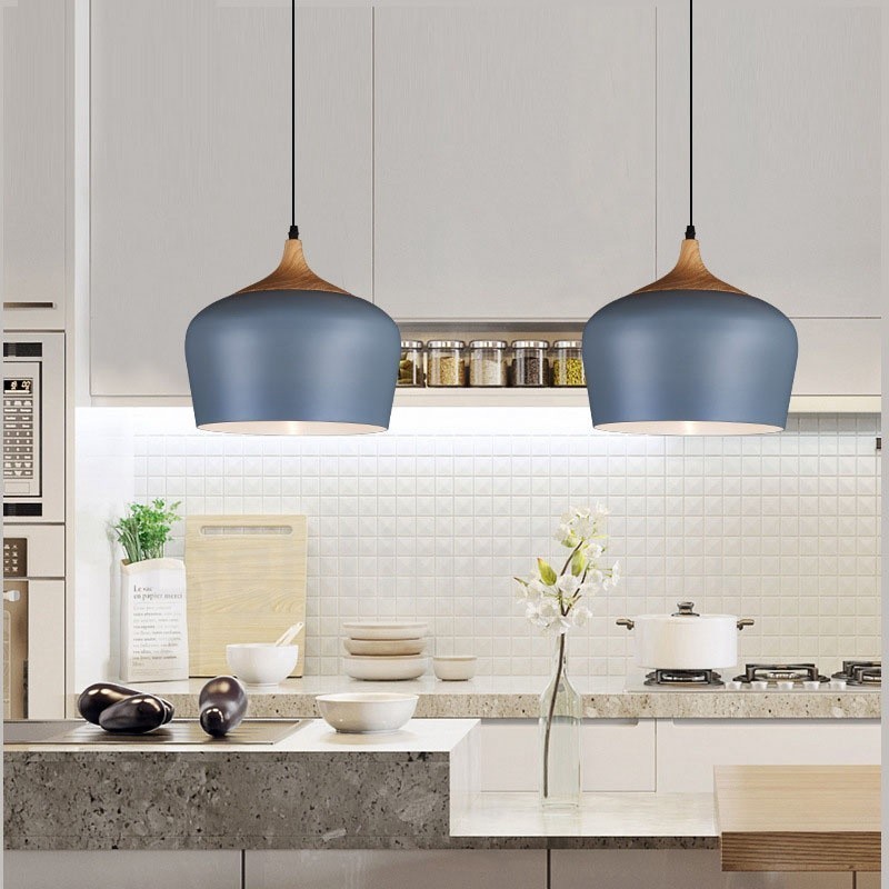 1 Light Modern Contemporary Pendant Light Pendant Lamp with White Red Blue Shade