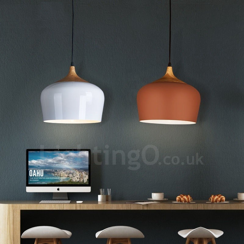 1 Light Modern Contemporary Pendant Light Pendant Lamp with White Red Blue Shade