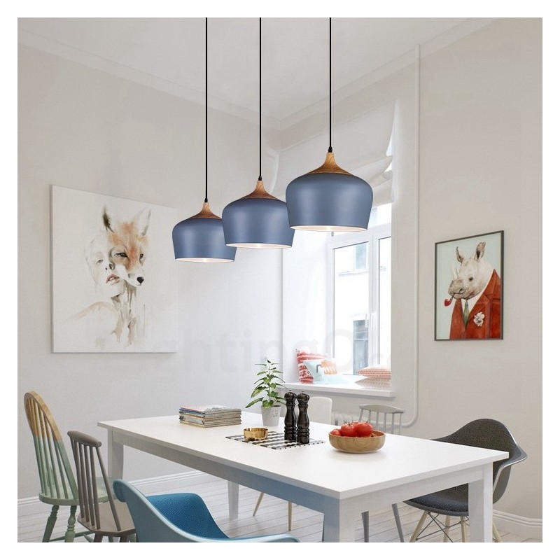 1 Light Modern Contemporary Pendant Light Pendant Lamp with White Red Blue Shade