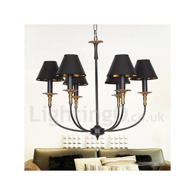 6 Light Rustic Retro Contemporary Candle Style Chandelier