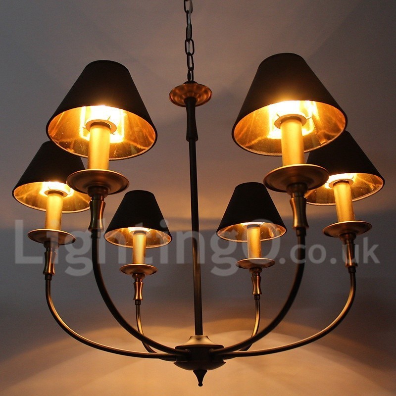 6 Light Rustic Retro Contemporary Candle Style Chandelier