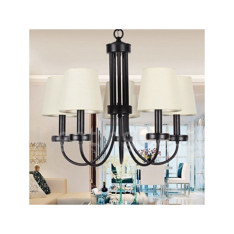 5 Light Retro Contemporary Black Candle Style Chandelier