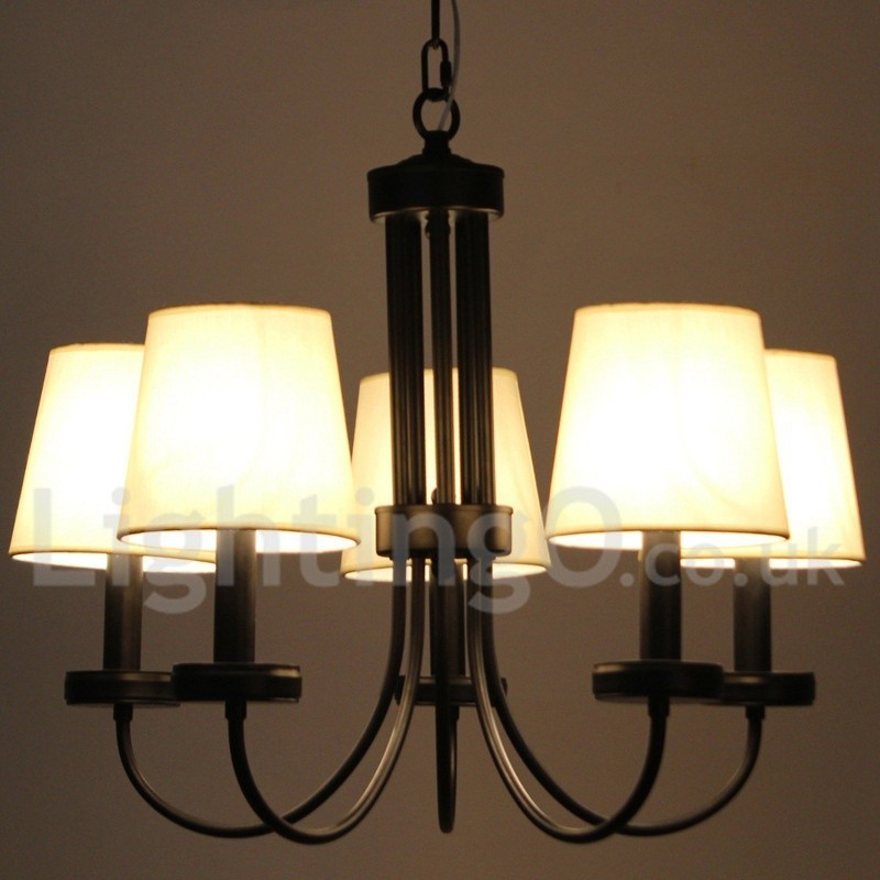 5 Light Retro Contemporary Black Candle Style Chandelier