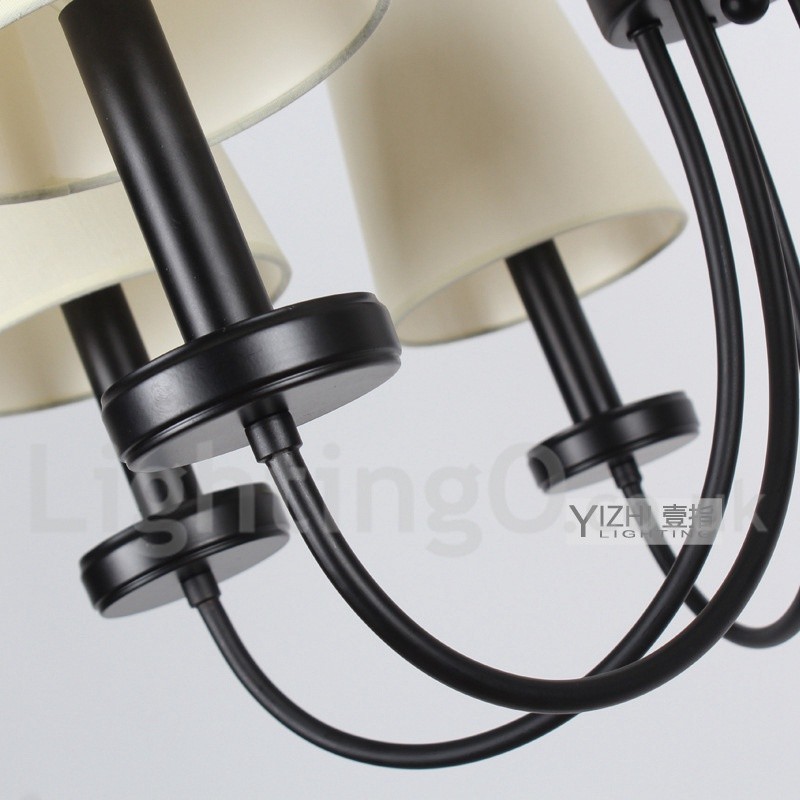 5 Light Retro Contemporary Black Candle Style Chandelier