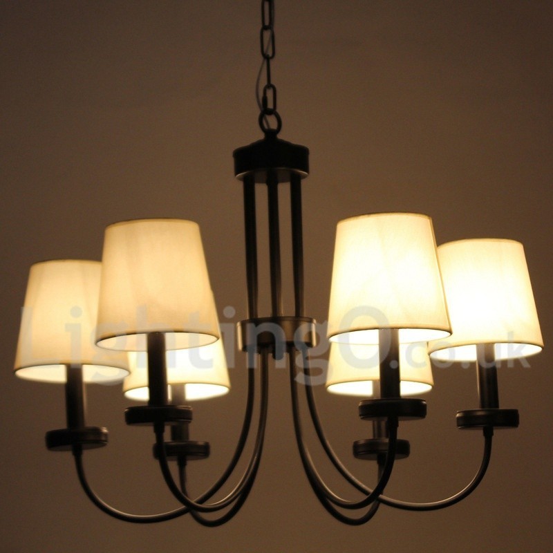 6 Light Retro Contemporary Black Candle Style Chandelier