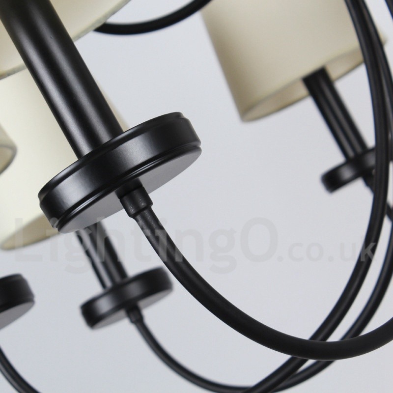 6 Light Retro Contemporary Black Candle Style Chandelier