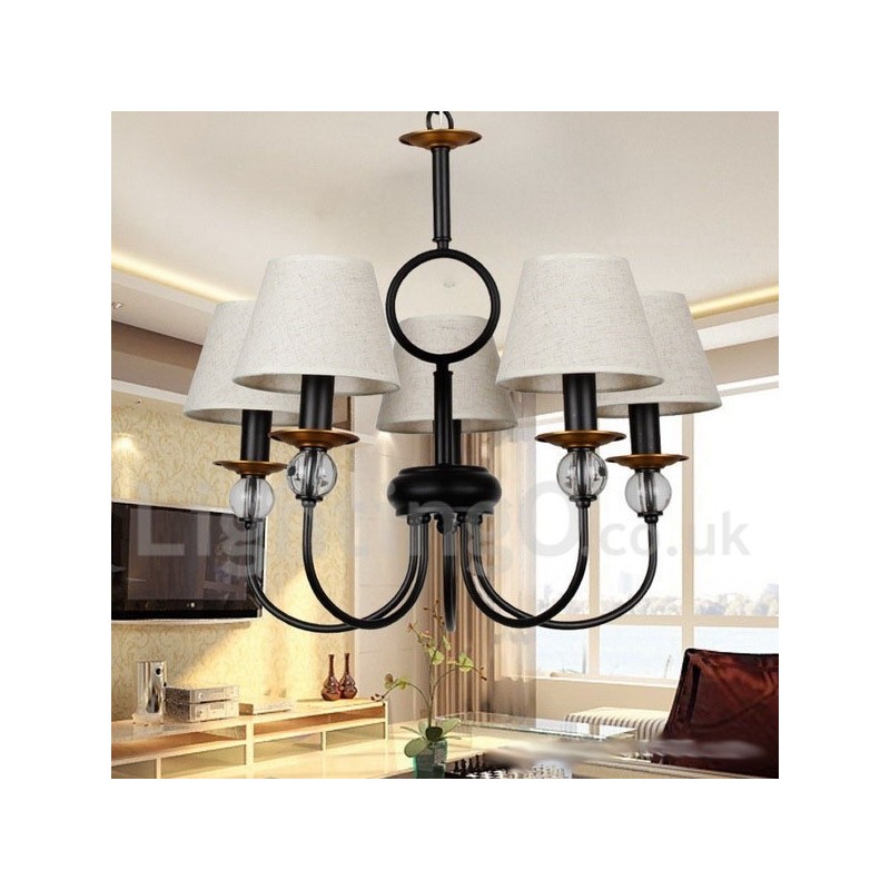 5 Light Rustic Retro Black Mediterranean Style Contemporary Candle Style Chandelier