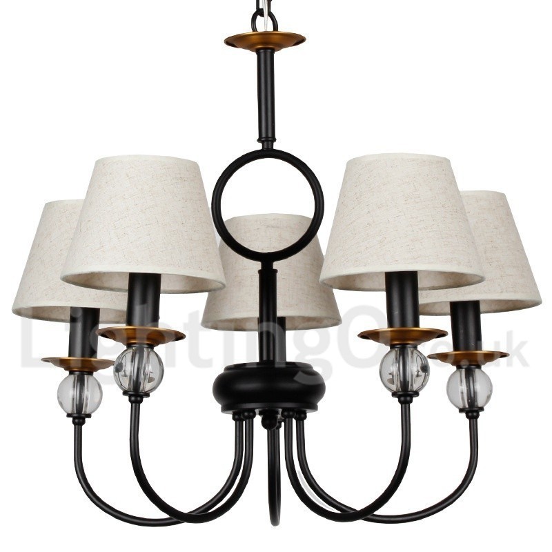 5 Light Rustic Retro Black Mediterranean Style Contemporary Candle Style Chandelier