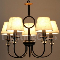5 Light Rustic Retro Black Mediterranean Style Contemporary Candle Style Chandelier