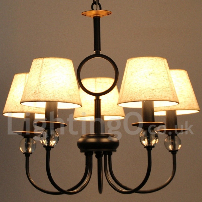 5 Light Rustic Retro Black Mediterranean Style Contemporary Candle Style Chandelier