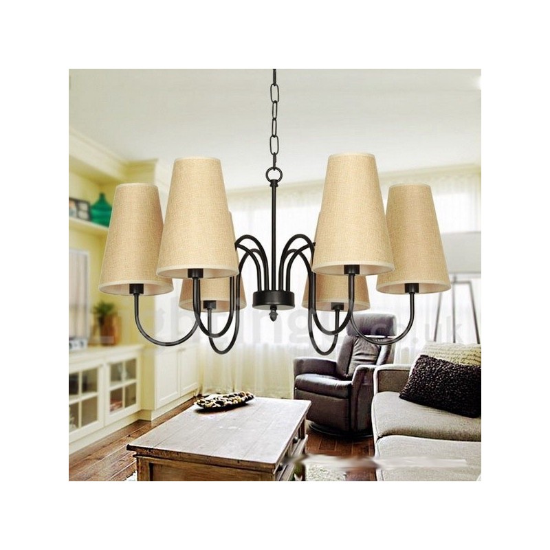 6 Light Retro Contemporary Candle Style Chandelier