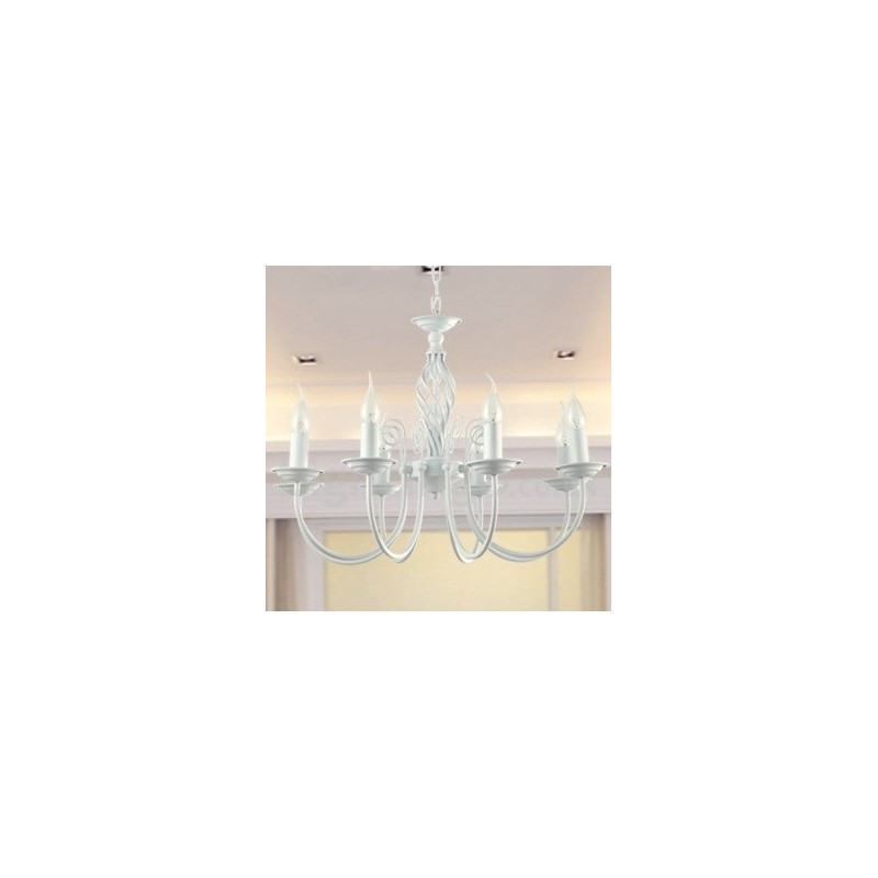 8 Light Contemporary Retro White Candle Style Chandelier