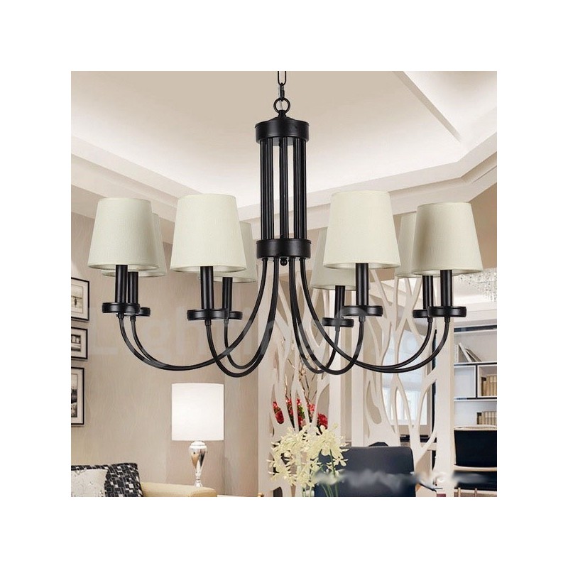 8 Light Retro Contemporary Black Candle Style Chandelier