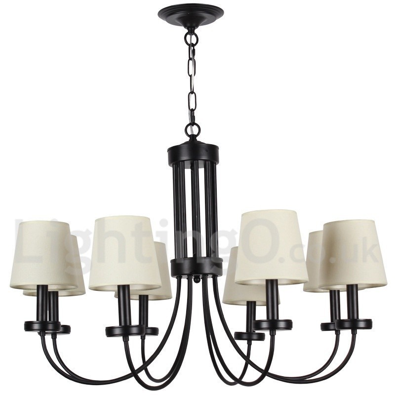 8 Light Retro Contemporary Black Candle Style Chandelier
