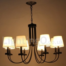 8 Light Retro Contemporary Black Candle Style Chandelier