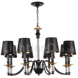 8 Light Black Retro Candle Style Chandelier