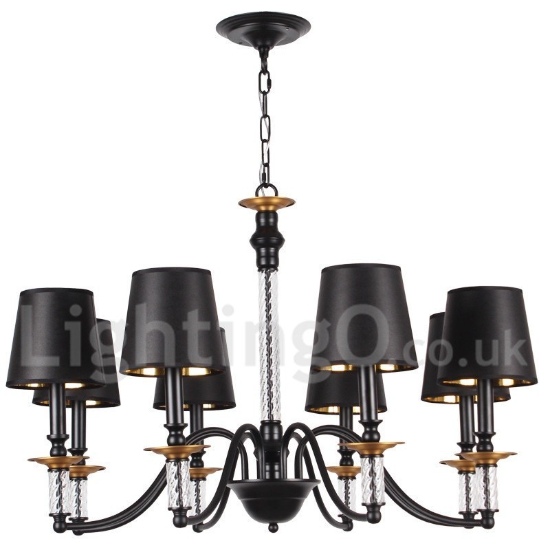 8 Light Black Retro Candle Style Chandelier