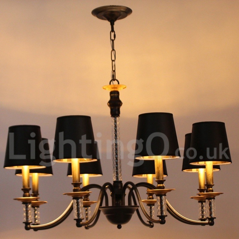 8 Light Black Retro Candle Style Chandelier