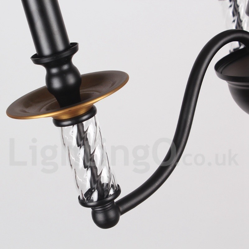 8 Light Black Retro Candle Style Chandelier