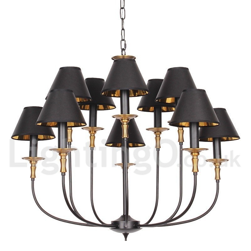 Retro Black 2 Tier Large Chandelier Candle Style Chandelier
