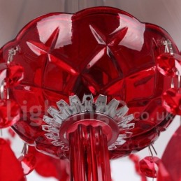6 Light Red K9 Crystal Candle Style Chandelier