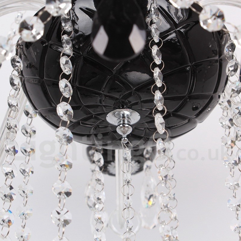 8 Light Contemporary Black Brushed K9 Crystal Candle Style Chandelier