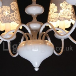 6 Light Modern Contemporary Hollow White Candle Style Chandelier