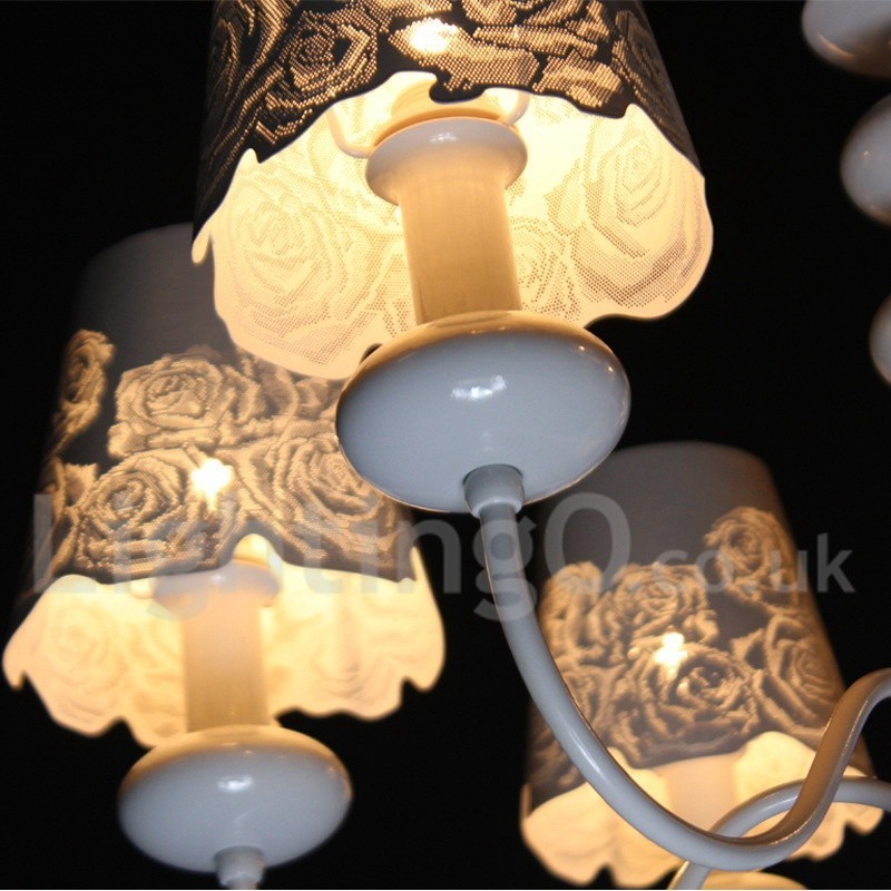 6 Light Modern Contemporary Hollow White Candle Style Chandelier